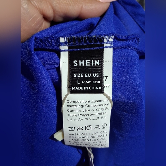 SHEIN Blue Relaxed Tunic with Ruffled Sleeves - Picture 6 of 7